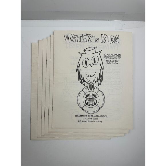 Water 'N Kids Coloring Book Lot of (6), 1981 U.S. Coast Guard Auxiliary - Picture 1 of 4